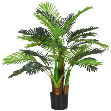Kunstpalm 1 m met pot - Realistische bladeren | Kleur: Groen-zwart