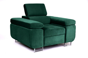 Annabelle fauteuil met verstelbare hoofdsteun - luxe groen fluweel | Kleur: Groen Kronos 19