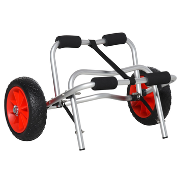 Kano trolley met luchtbanden - Opvouwbare kanokar | Kleur: Zilver | Afmetingen: 44,5x68x40 cm