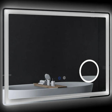 LED-badkamerspiegel 3x vergroting | Kleur: Zilver+Wit | Afmetingen: 80x3.8x60 cm