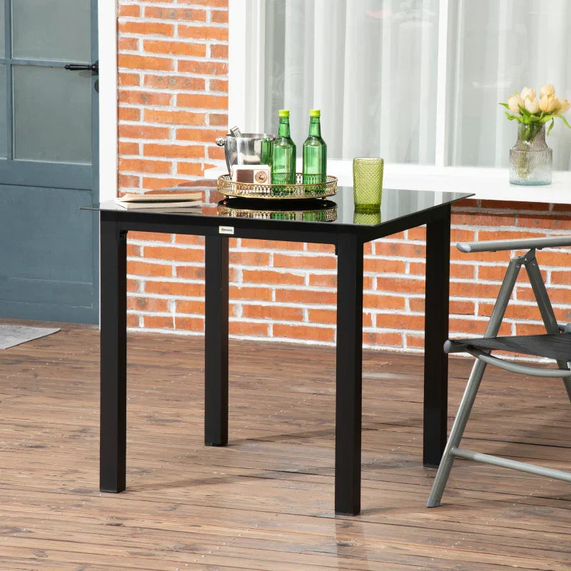 Vierkante tuintafel voor 4 personen | Kleur: Zwart | Afmetingen: 80x80x74 cm
