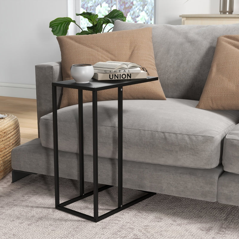 C-förmiger Beistelltisch - Laptop-Tisch für Sofa | Farbe: Schwarz | Maße: 46x26x60 cm