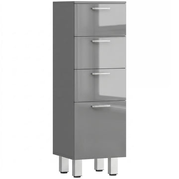 Badkamerkast met 4 lades | Kleur: Grijs | Afmetingen: 30x30x93 cm