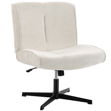 Draaifauteuil fluweel met hoogteverstelling | Kleur: Crèmewit | Afmetingen: 63x75x82-90 cm