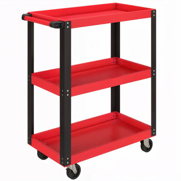 Gereedschapswagen met 3 etages op wielen - 120 kg | Kleur: Rood | Afmetingen: 35x70,5x82,5 cm