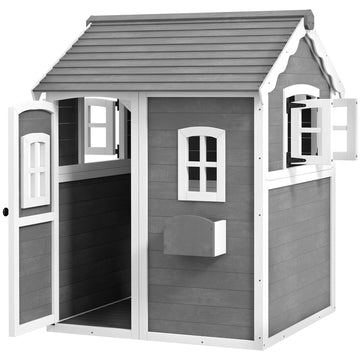 Kinder speelhuis voor binnen en buiten | Kleur: Grijs, wit | Afmetingen: 110x104.5x137 cm