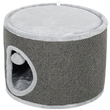 Kattenhuis 2 verdiepingen met krabplank | Kleur: Grijs | Afmetingen: 40x40x30 cm