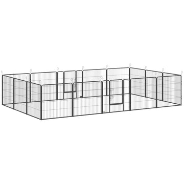 16-delige puppyren met deuren voor honden | Kleur: Grijs | Afmetingen: 320x320x80 cm