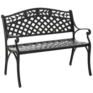 2-zits aluminium tuinbank | Kleur: Zwart | Afmetingen: 102.5x61x84 cm