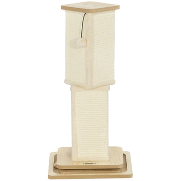 3-in-1 Krabpaal voor Katten met Speelbal | Kleur: Crèmewit | Afmetingen: 34x34x67 cm