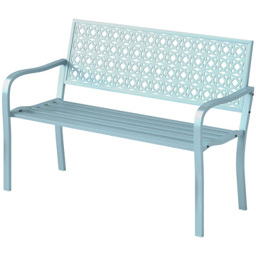 Tuinbank voor 2 personen - Stalen buitenbank | Kleur: Blauw | Afmetingen: 63x127x85 cm