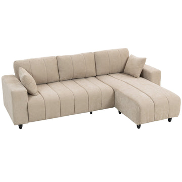 Hoekbank L-vorm 3-zits met chaise longue | Kleur: Bruin | Afmetingen: 242x87/156x87 cm