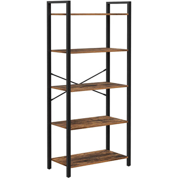 Boekenkast - Vintage wandkast - Staande kast - Bruin/zwart - 66 x 30 x 153 cm