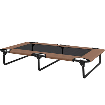 Verhoogd hondenbed voor grote honden | Draagbaar | Kleur: Bruin, zwart | Afmetingen: 61x107x20 cm