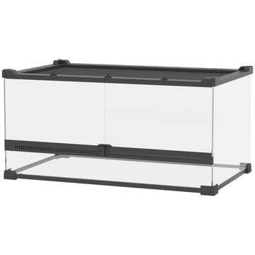Glazen terrarium voor reptielen | Kleur: Zwart, transparant | Afmetingen: 30x50x25 cm