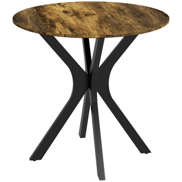 Ronde eettafel - MDF tafel met stalen poten | Kleur: Rustiek bruin | Afmetingen: 78x78x75 cm