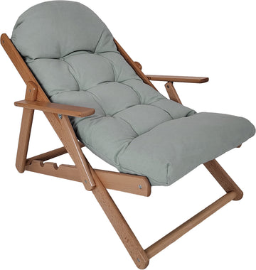 Houten relaxstoel - verstelbaar en opvouwbaar | Kleur: Grijs | Afmetingen: 71x89x96 cm