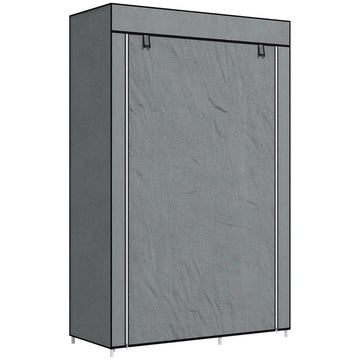 Stoffen kledingkast met 6 planken | Kleur: Donkergrijs | Afmetingen: 102x42.5x162.5 cm