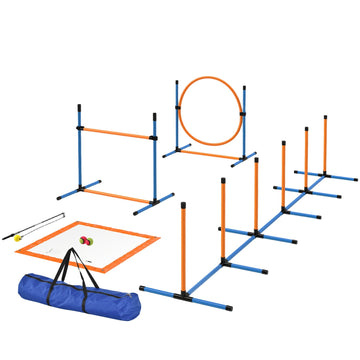 Agility set voor honden - 7-delige hondentraining | Kleur: Oranje, blauw | Afmetingen: 72x93x92 cm