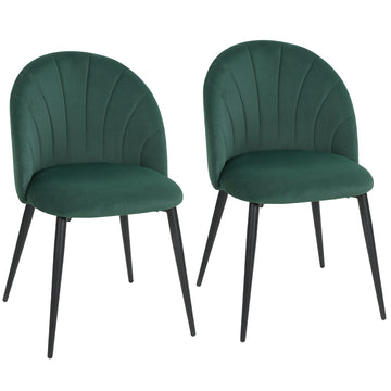 Eetkamerstoelen 2 stuks met gebogen rugleuning | Kleur: Donkergroen | Afmetingen: 52x54x79 cm