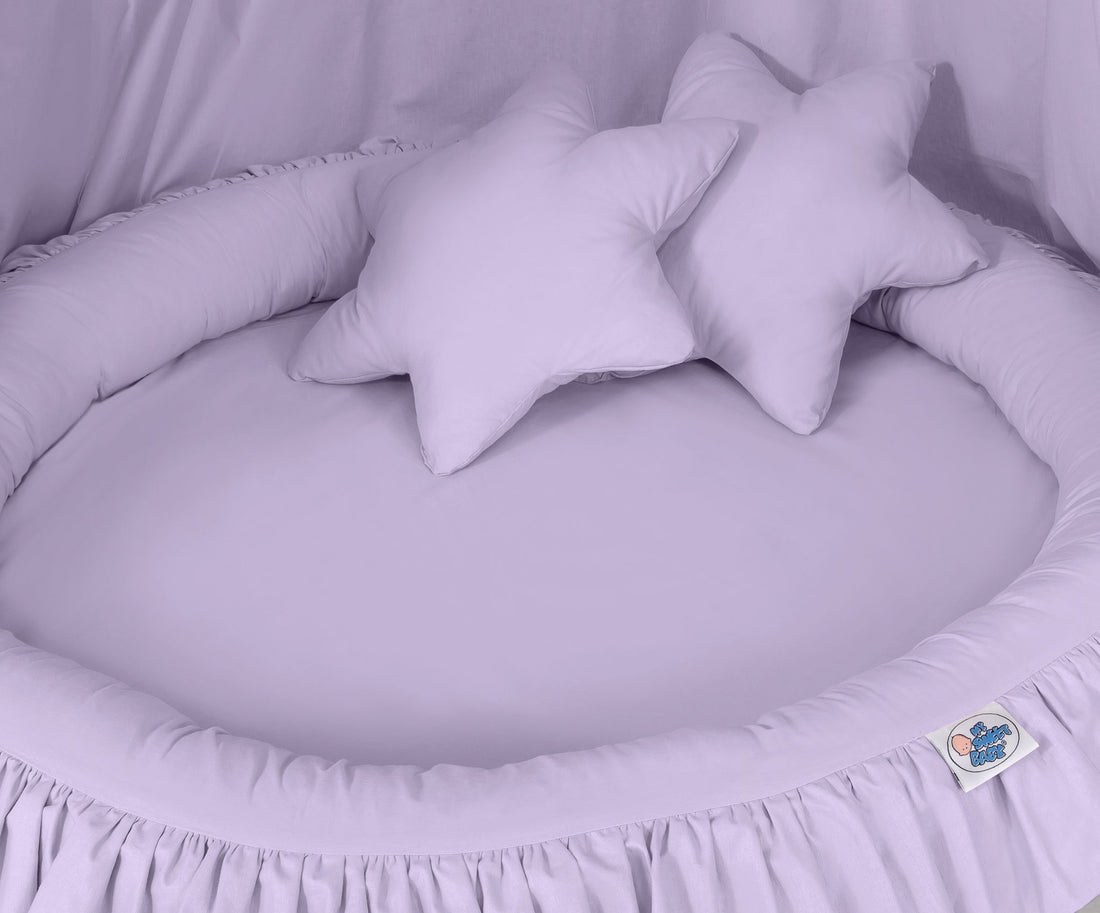 Babynest met volant - speel- en vloernest - extra zacht & ademend katoen – lila – wasbaar