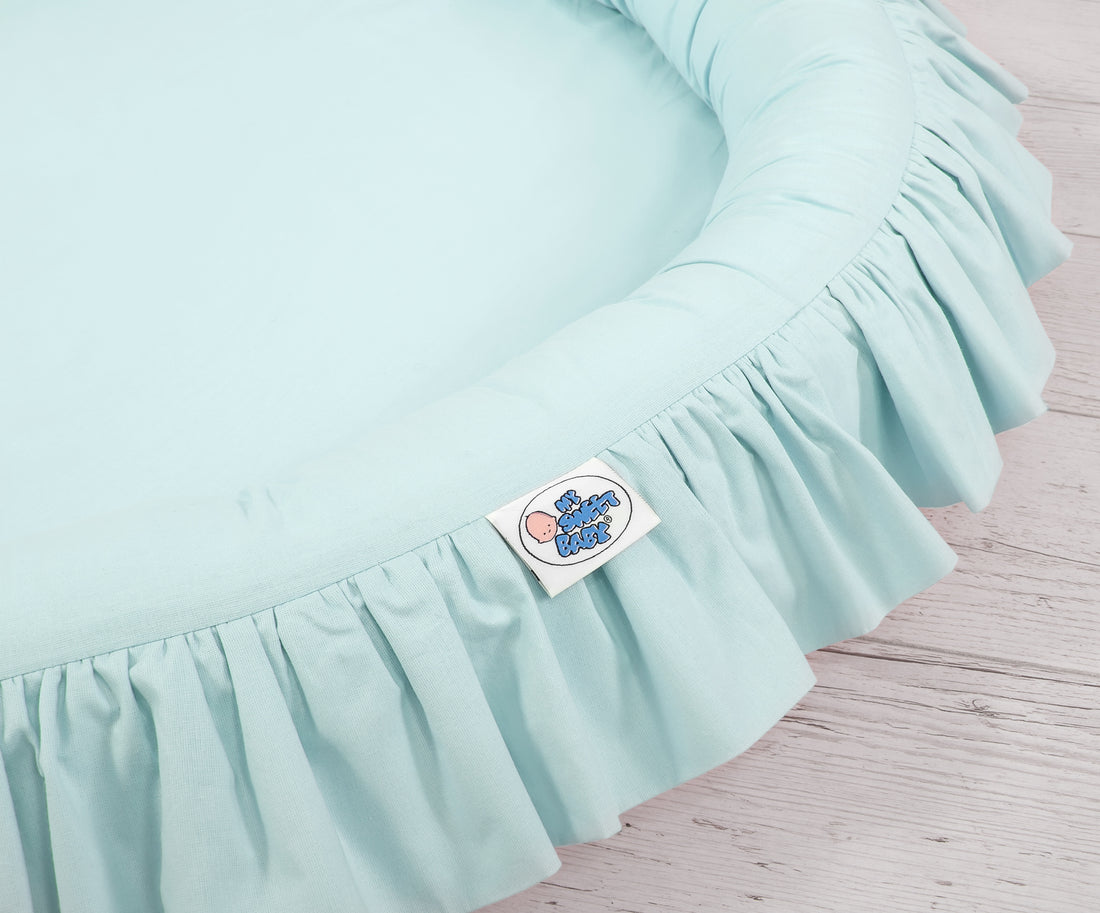 Babynest met volant – speelbedje – hypoallergeen, veilig & zacht – 100% katoen – mint