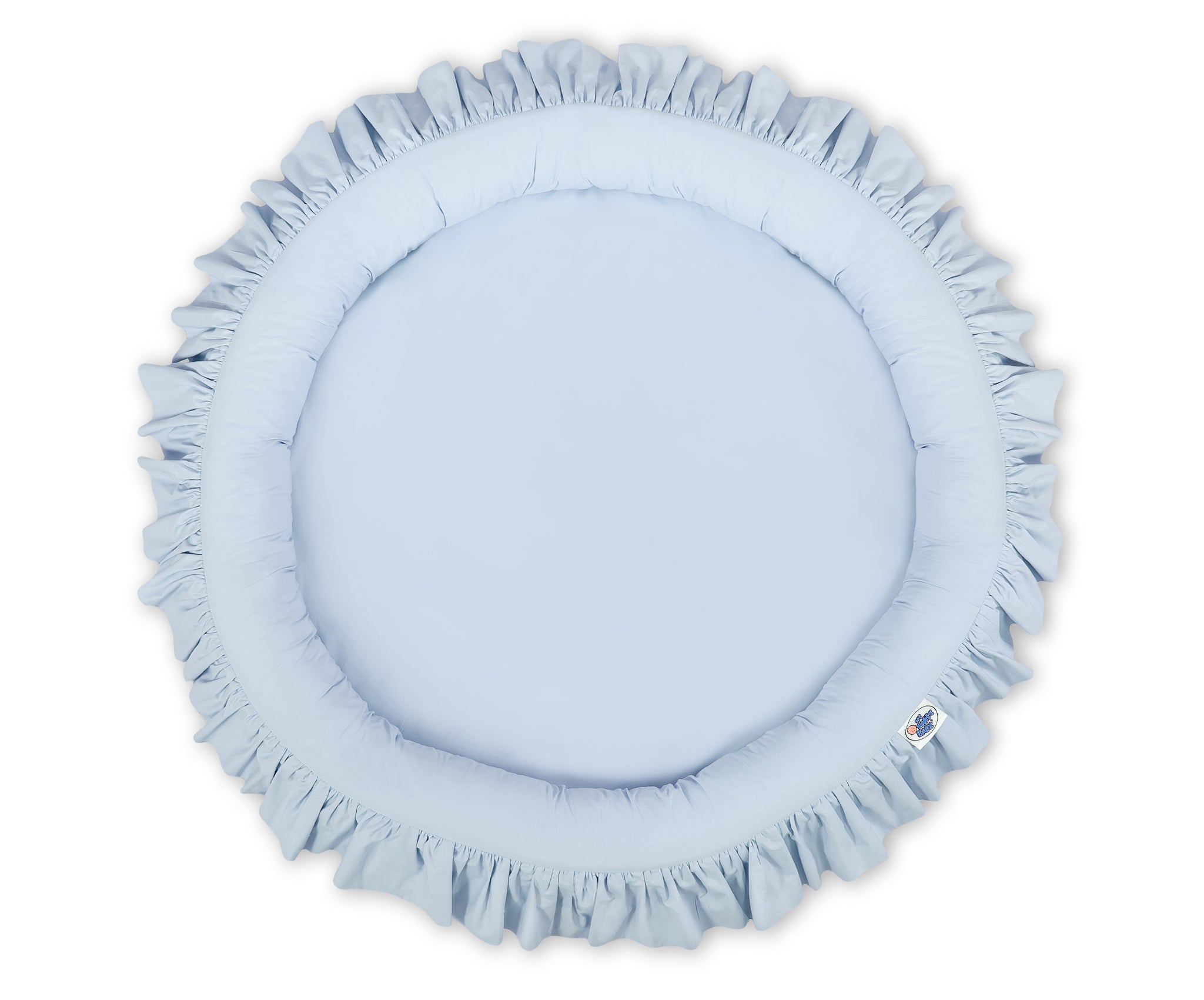 Bo med volang - golvbo - säker och mjuk lek- och viloplats för bebisar - bomull