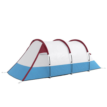 3-persoons campingtent met slaap- en leefruimte | Kleur: Blauw, Wit | Afmetingen: 200x420x150 cm