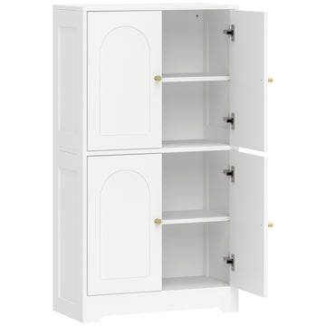 Keukenkast hoge kast met 4 gebogen deuren | Kleur: Wit | Afmetingen: 60x30x110 cm