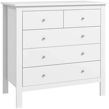 Witte ladekast met 5 lades | Kleur: Wit | Afmetingen: 79x39,5x80,5 cm