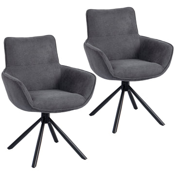 Set van 2 draaibare eetkamerstoelen | Kleur: Donkergrijs | Afmetingen: 64x67x87 cm
