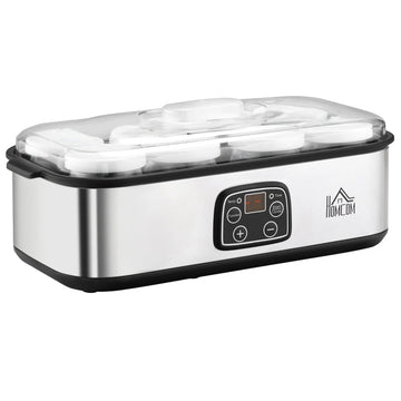 Yoghurtmaker met 8 potjes | Kleur: Zilver | Afmetingen: 18,8x36x14 cm