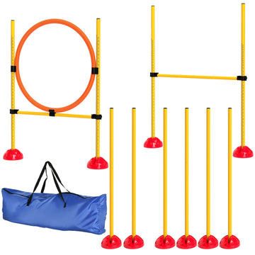 Honden agilityset - 3-delig | Kleur: Geel, Rood | Afmetingen: 19.5x83x103 cm