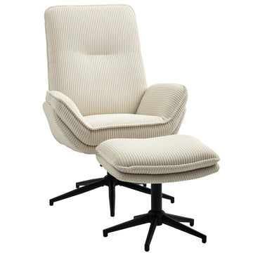 Draaifauteuil met voetenbank - Relaxstoel | Kleur: Bruin | Afmetingen: 74x85x104 cm