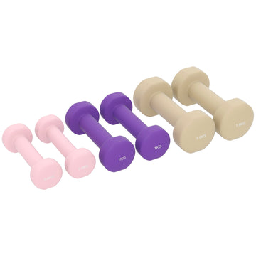 Dumbbellset met koffer - 6 verstelbare dumbbells | Kleur: Roze, paars | Afmetingen: 18x43x7.5 cm