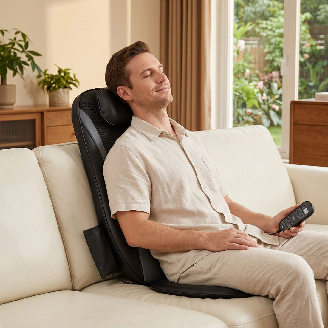 Shiatsu rugmassager met warmte en vibratie | Kleur: Zwart | Afmetingen: 45x105x10 cm