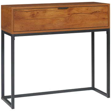 Console tafel met lade | Kleur: Natuurlijk+Zwart | Afmetingen: 30x80x76 cm