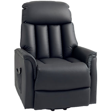 Elektrische sta-opfauteuil met opsta-hulp en relaxfunctie | Kleur: Zwart | Afmetingen: 80x94x104 cm