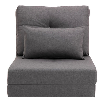 Vloerstoel 2-in-1 - Vloersofa en logeerbed | Kleur: Donkergrijs | Afmetingen: 80x60x56 cm