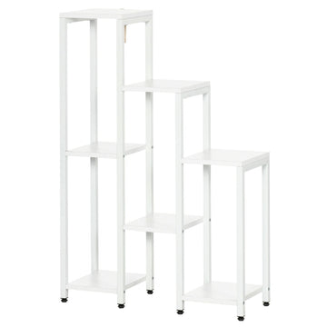 Bloemenstandaard - Plantenrek met 7 niveaus | Kleur: Wit | Afmetingen: 65x23x94.5 cm