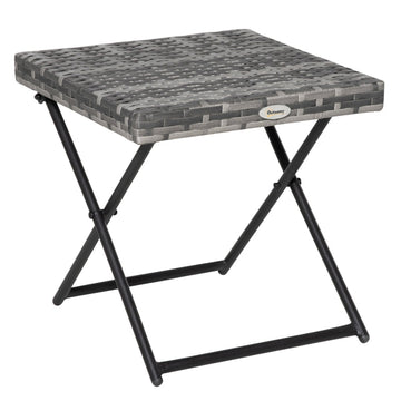 Vouwbare tuintafel - Bijzettafel van PE-rattan | Kleur: Grijs | Afmetingen: 40x40x40 cm