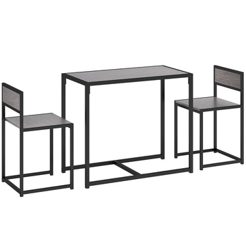 3-delige bartafelset met 2 stoelen | Kleur: Grijs | Afmetingen: 90x47x76 cm