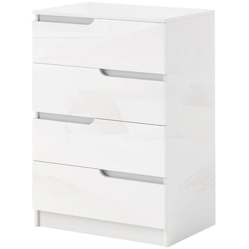 Moderne witte ladekast met 4 ruime lades | Kleur: Wit | Afmetingen: 60x40x85 cm