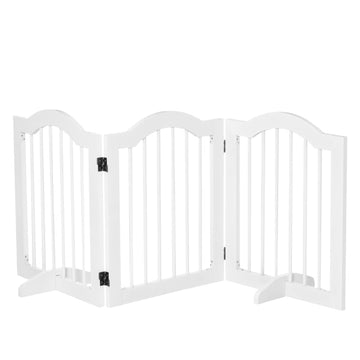 Opvouwbaar hondenhek - Houten traphekje | Kleur: Wit | Afmetingen: 154,5x29,5x61 cm