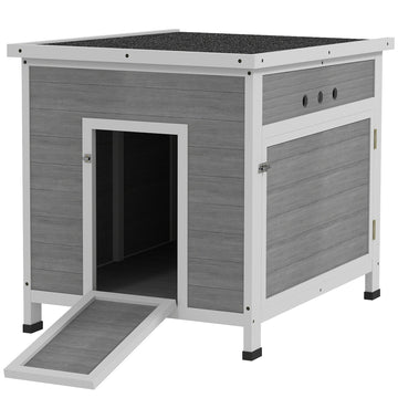 Houten eendenhok met asfalt dak voor 2-4 dieren | Kleur: Grijs | Afmetingen: 63x82x76 cm