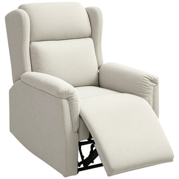 Relaxfauteuil met verstelbare rugleuning en voetsteun | Kleur: Wit | Afmetingen: 80x94x101 cm