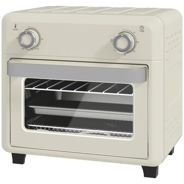 Mini heteluchtoven 10L | Kleur: Wit en zilver | Afmetingen: 32x27.2x29.8 cm