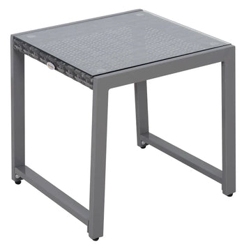 Balkontafel van polyrattan en aluminium | Kleur: Grijs | Afmetingen: 49,5x50x50 cm