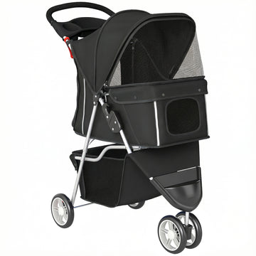 Hondenbuggy opvouwbaar tot 10 kg | Kleur: Zwart | Afmetingen: 44x77x102 cm