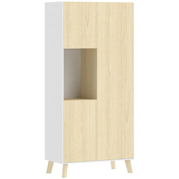 Keukenkast met open vak en verstelbare planken | Kleur: Natuurhout | Afmetingen: 80x40x170 cm
